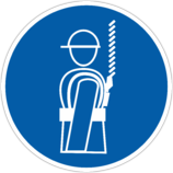 Знак «Работать в предохранительном (страховочном) поясе»